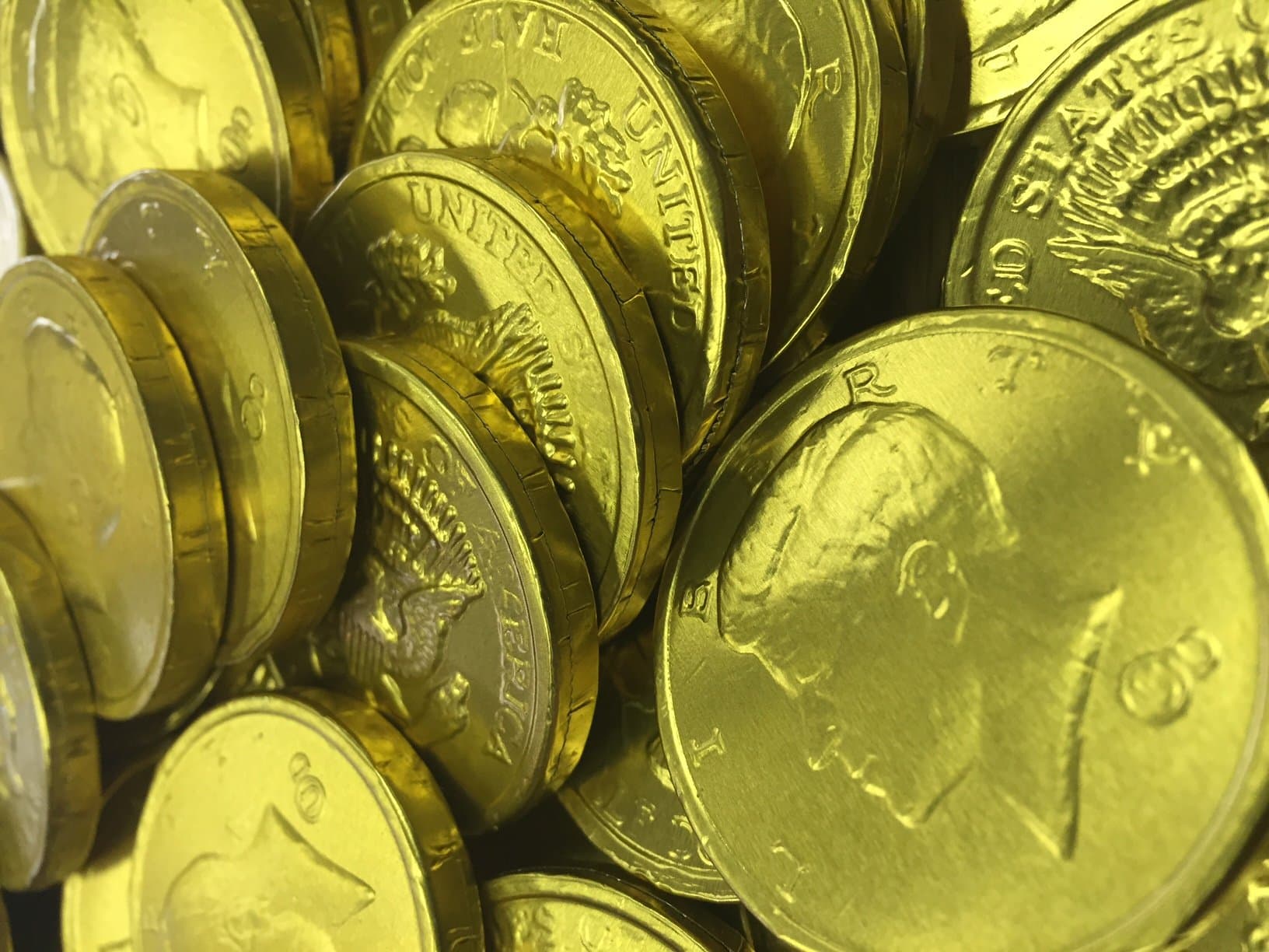 Solid Milk Chocolate Large Kennedy Gold Coins - 1 Full Pound Bulk Wholesale