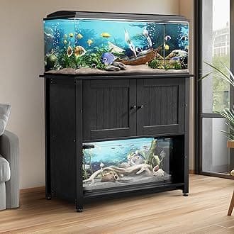 Tatub 40-50 Gallon Fish Tank Stand, Aquarium Stand with Storage Cabinet for 10-50 Gallon Fish Tank, Turtle Tank, Reptile Tank, Heavy Duty Metal Frame 1000 LBS Capacity, Dark Black