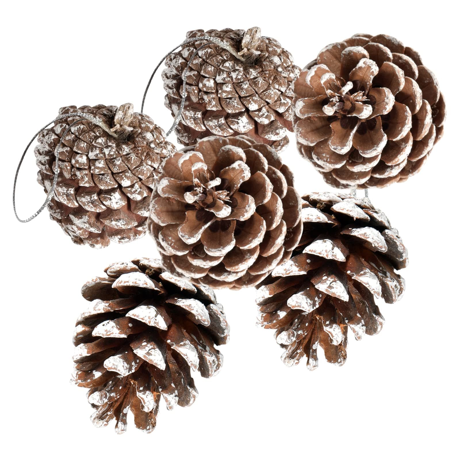 24 PCS Pine Cones for Christmas Tree Snowflake Natural Pinecones Ornament with String Pendant Crafts for Xmas Party Home Decor Fall Winter Holiday Christmas Tree Decoration (24)