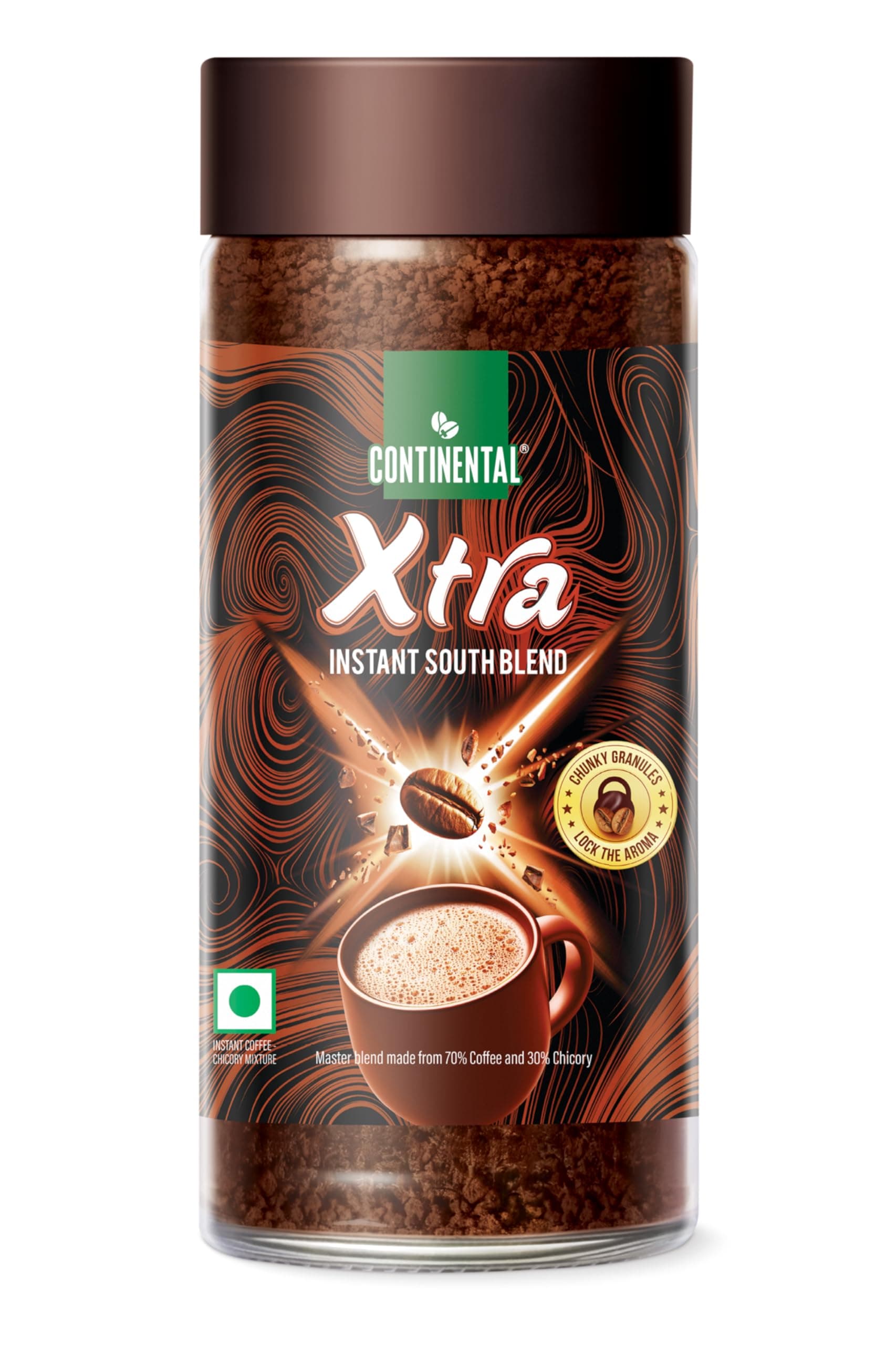 Continental Coffee XTRA Instant Coffee Powder | 200g Jar | Medium Roast Robusta Chicory Blend Instant Coffee