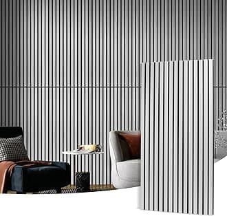 Art3d 4 Wood Slat Acoustic Panels for Wall and Ceiling - 3D Fluted Sound Absorbing Panel with Wood Finish - Brushed Silver