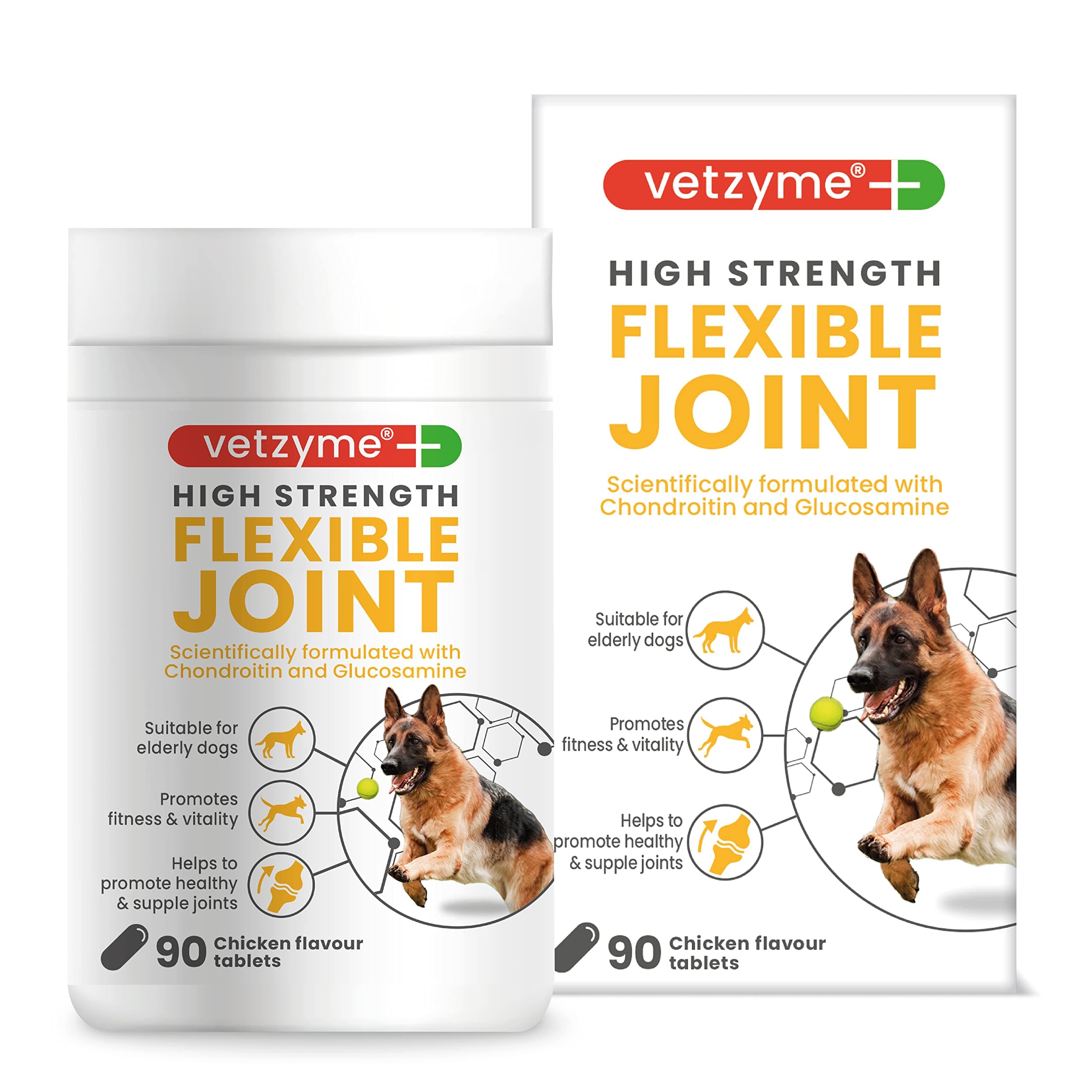 Vetzyme High Strength Flexible Joint Tablets for Dogs 90 tablets 犬のための柔軟な共同錠