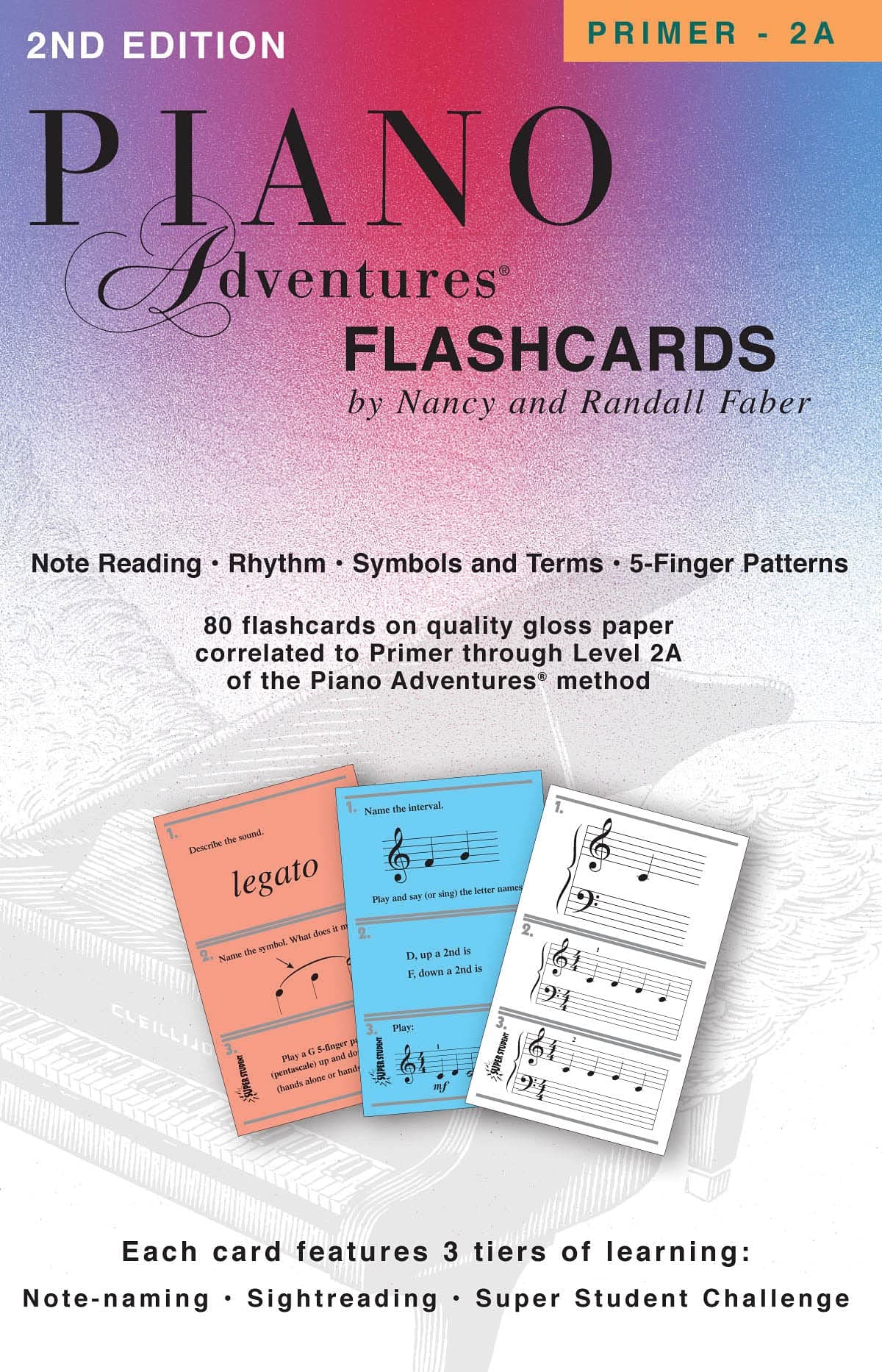 Piano Adventures: Flashcards In-a-Box | 2nd Edition by Nancy and Randall Faber | 80 Color Cards for Note Reading and Sightreading | Piano Teaching Tool for Beginners and Elementary Students