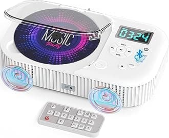 Portable CD Players for Home with Bluetooth 5.3, 2000mAh Rechargeable Battery Anti-Skip CD Player for Car, FM Radio, USB, AUX, Headphone Jack, Dual Speakers, Remote Control, LCD Display