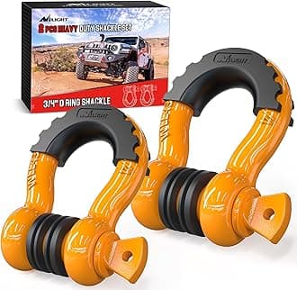 Nilight 2 Pack 3/4" D-Ring Shackle with 7/8" Screw Pin 41,887lbs Break Strength, Heavy Duty Off Road Recovery Shackle with Isolators Washers for Use with Tow Strap, Winch, Off-Road Jeep Truck Vehicle