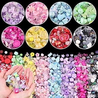 500-550PCS TINKRSTUFF Assorted 8 Colors Mixed Acrylic Beads For Bracelet Making, Cute Beads For Jewelry Making Flower Bow Butterfly GummyBear Aesthetic Bracelet Beads,DIY Necklace Keychain Phone Charm