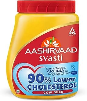 Aashirvaad Svasti 90% Lower Cholesterol Ghee | Cow Ghee with Rich Aroma | Helps Manage Cholesterol - 500ml