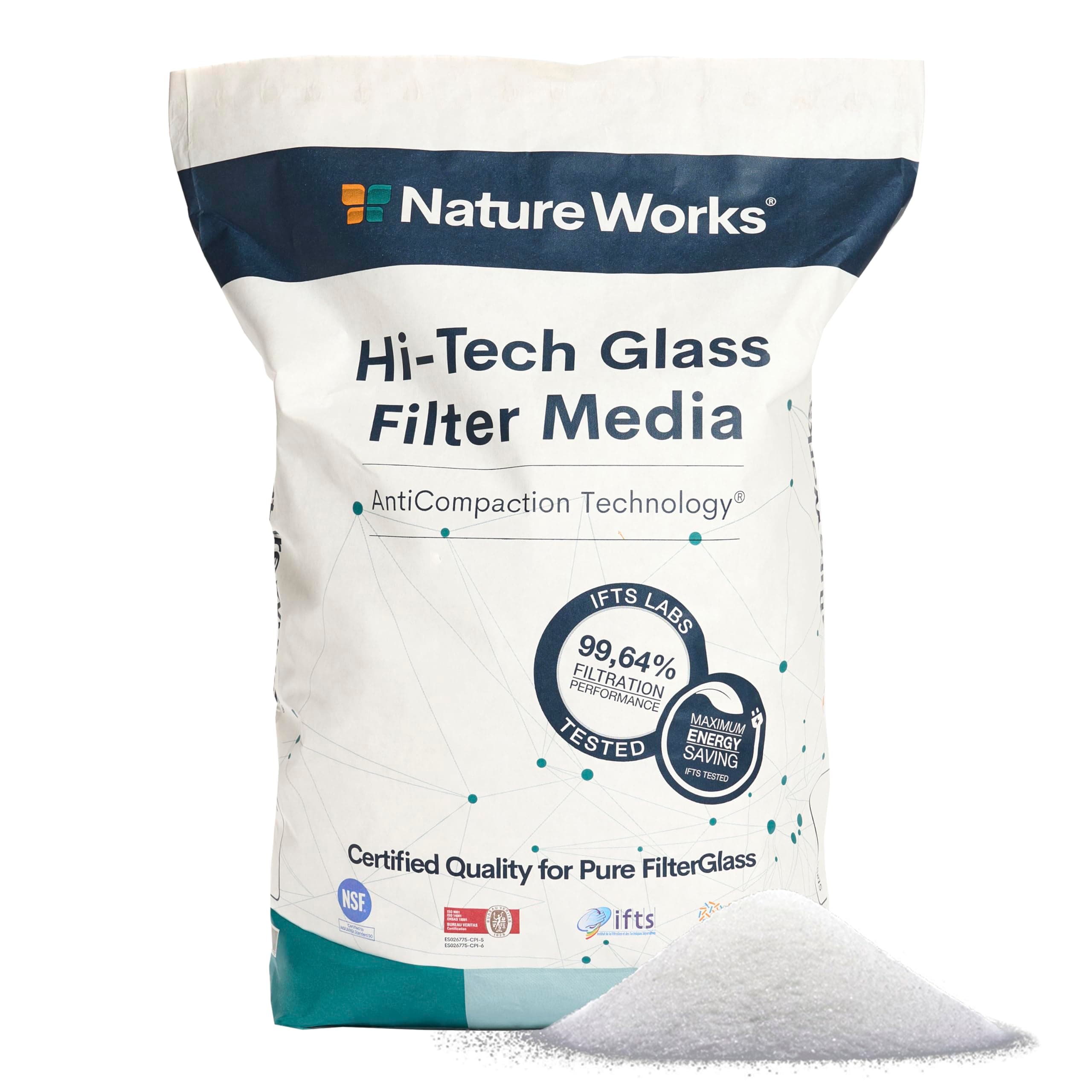 Filter Sand for Swimming Pool with 99.64% Filtering Power, Reduces Water and Energy Consumption, Made with Technical Glass for Maximum Hygiene - Bag 10 kg