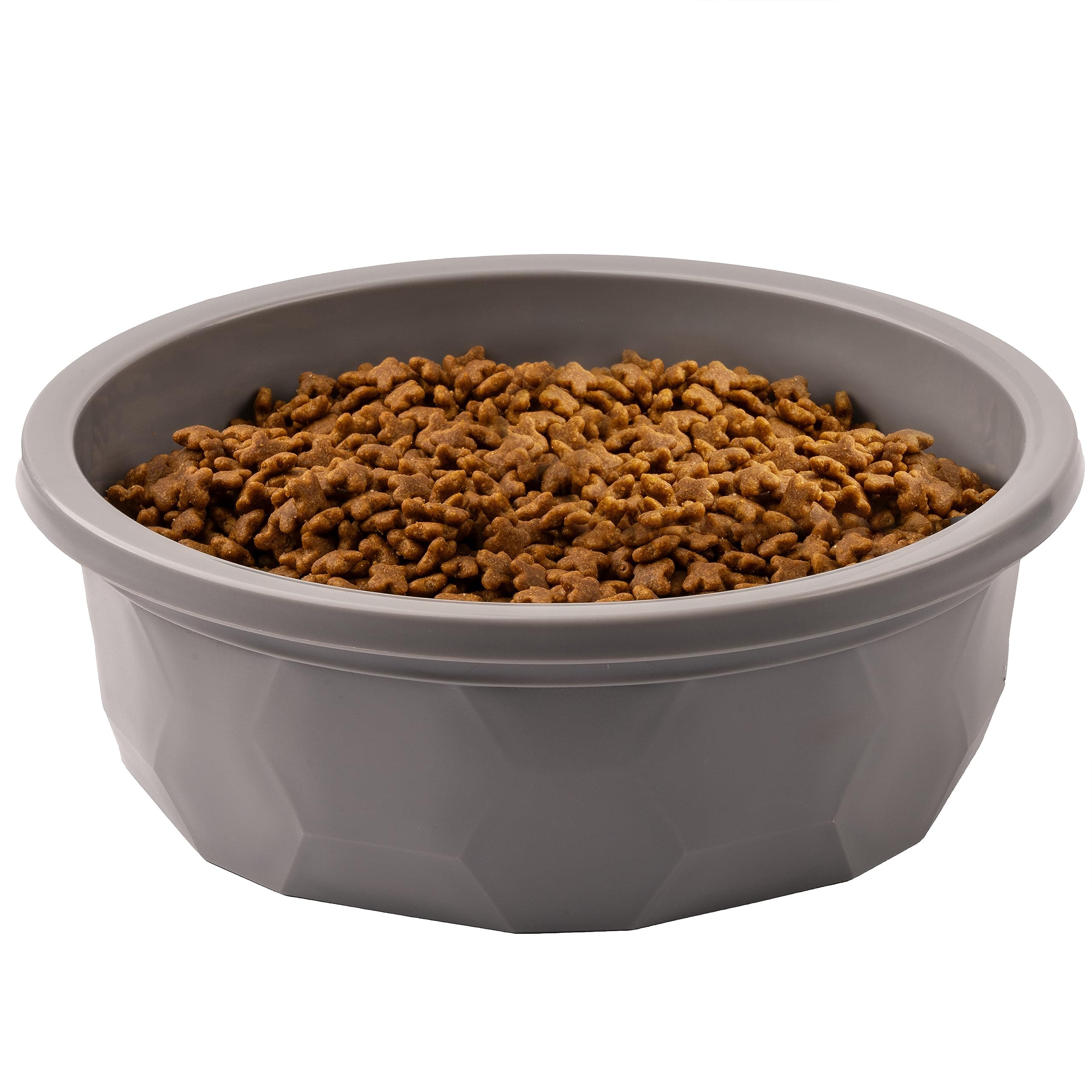 Leash Boss XL Dog Bowl (14 Cup) Hard Plastic Dog Bowl for Large Breeds - Indestructible Canine Dish for Tough Use - Outdoor Pet Water Dish - Gray