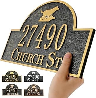 Personalized Address Plaque Sign Cast Metal - Custom House Number Plaque Sign,House Address Numbers for House Address Outside,Store,Yard,Garage,Apartment,Thick Rust-Free,Fade Resistant,Any Font (13''