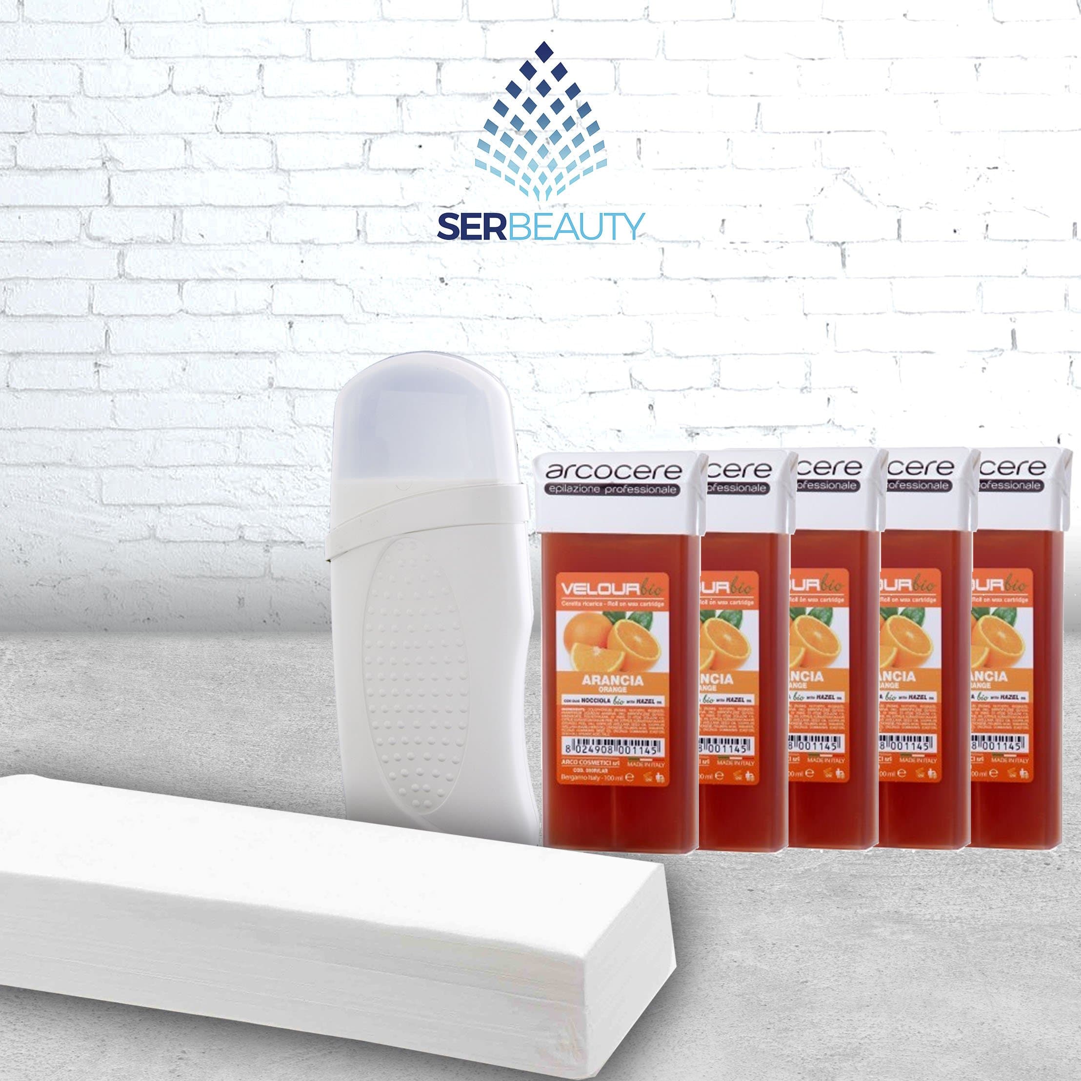 Complete Kit Hair Removal Wax Warm/Includes: 1 Electric Warm Wax Roll On + 5 Cartridges wax 100 ML + 100 Bands depilatorias./high quality/Roll-On Wax for Hair Removal