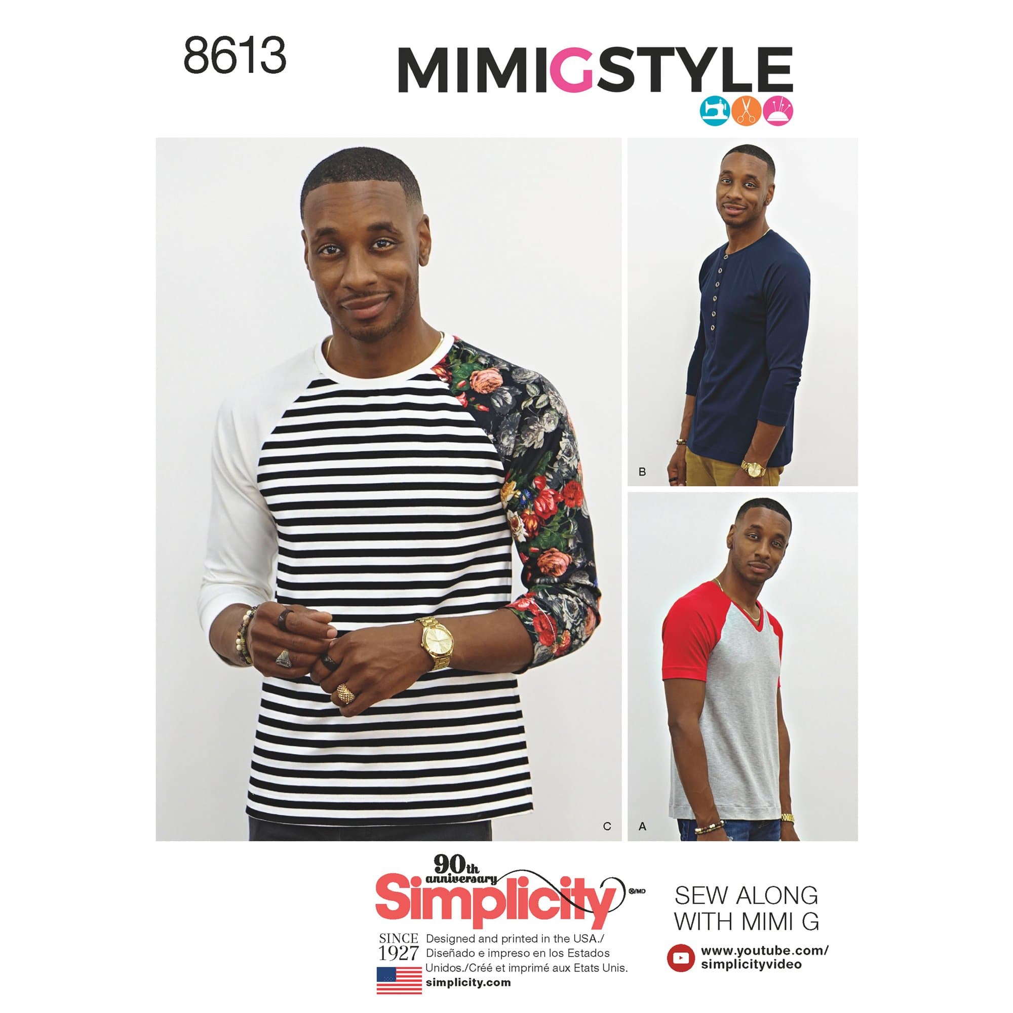 SimplicitySimplicity US8613A Men's Knit Long Short Sleeve Shirt Patterns by Mimi G Style, Sizes XS-M