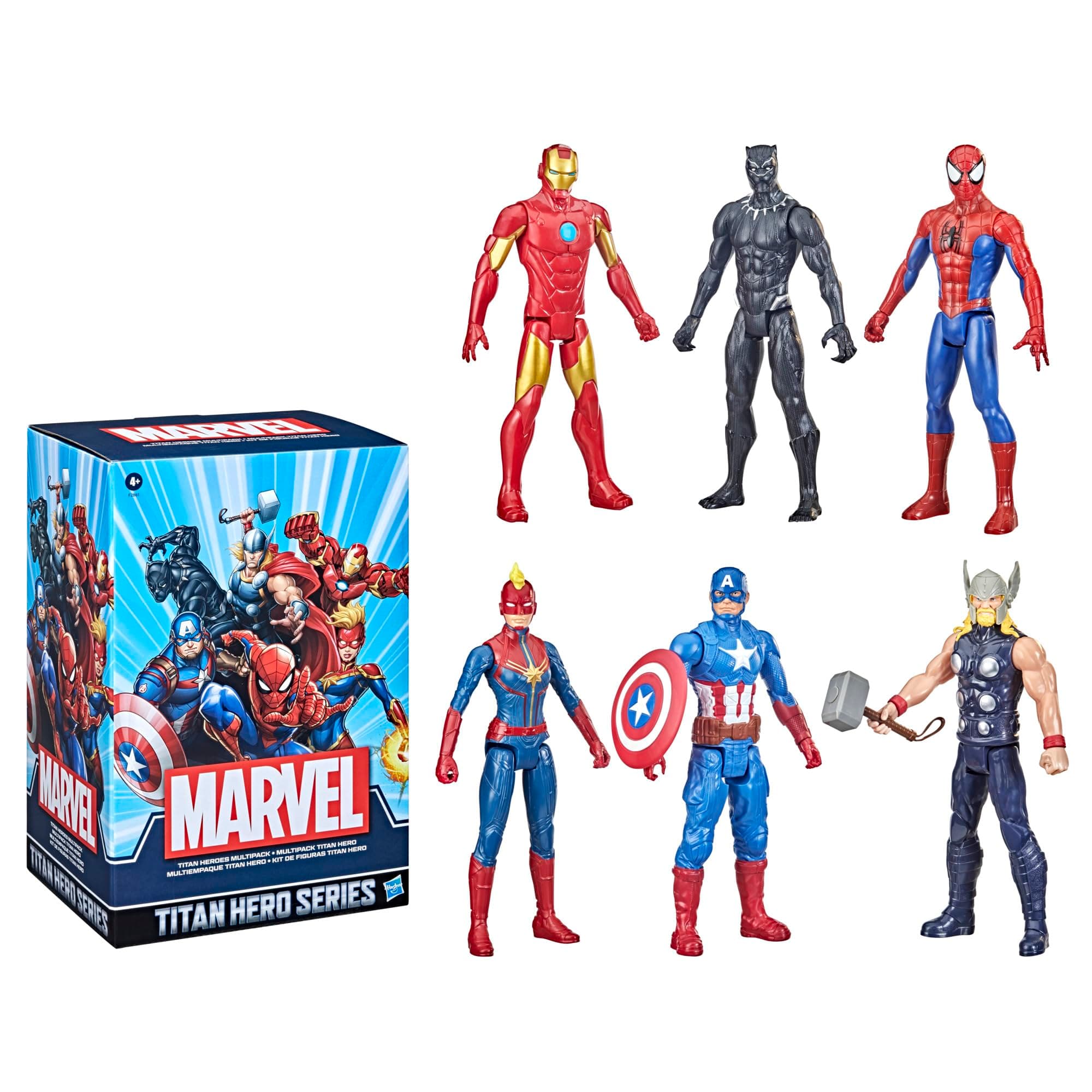 Titan Hero Series Action Figure Multipack, 6 Action Figures, 12-Inch Toys, Inspired By Marvel Comics, For Kids Ages 4 And Up (Amazon Exclusive)