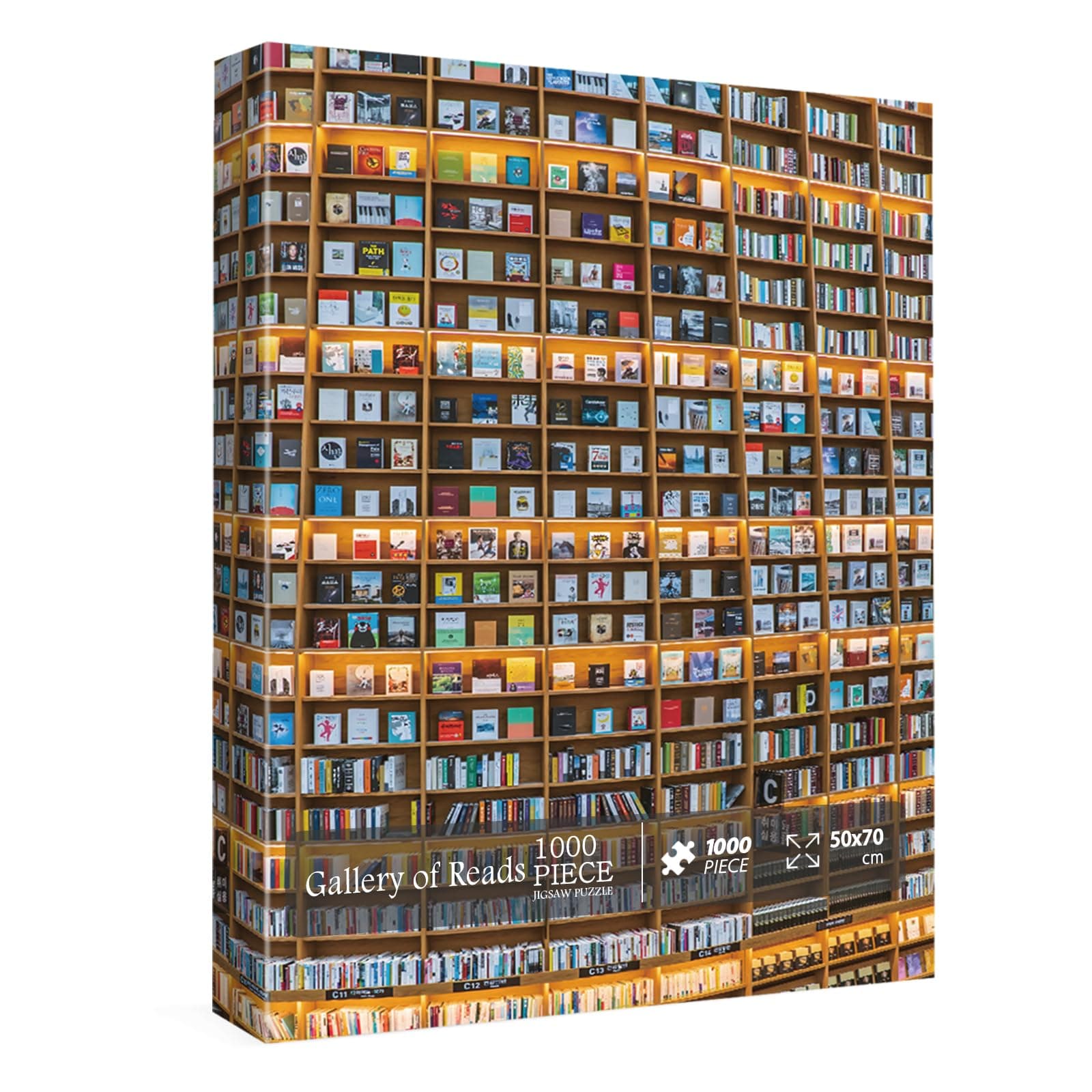 Bookshelf Library Puzzle 1000 Pieces for Adults, Difficult Jigsaw Puzzles Art Book, Funny Family Puzzle Collage As Home Decor