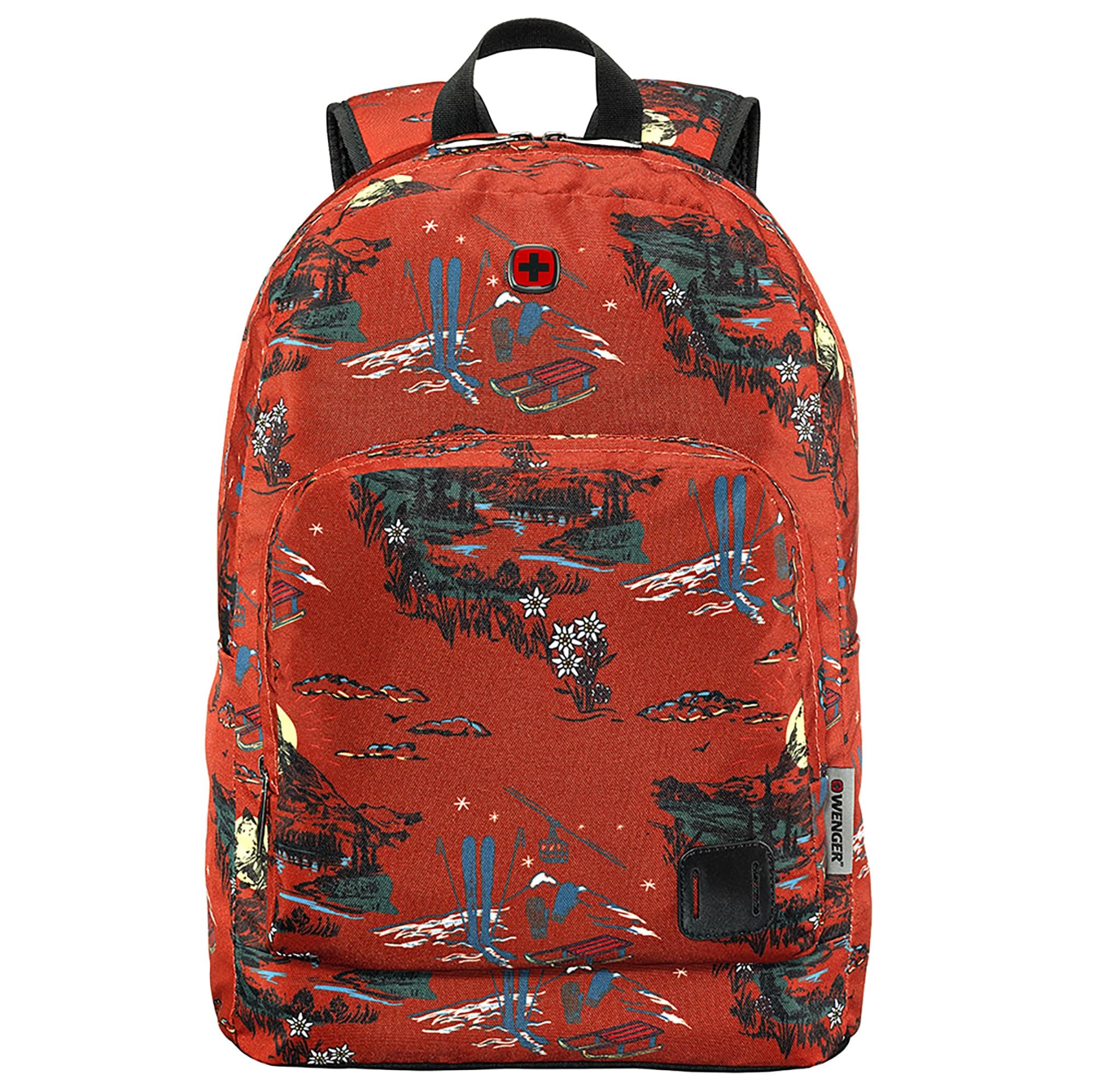 CRANGO 16 Inch Laptop Backpack with Organizer for Essentials, Dedicated Patch for a Bicycle Light in Rust Alps Print (27 Litre)-Blend of Style & Function, Swiss Designed, 612030