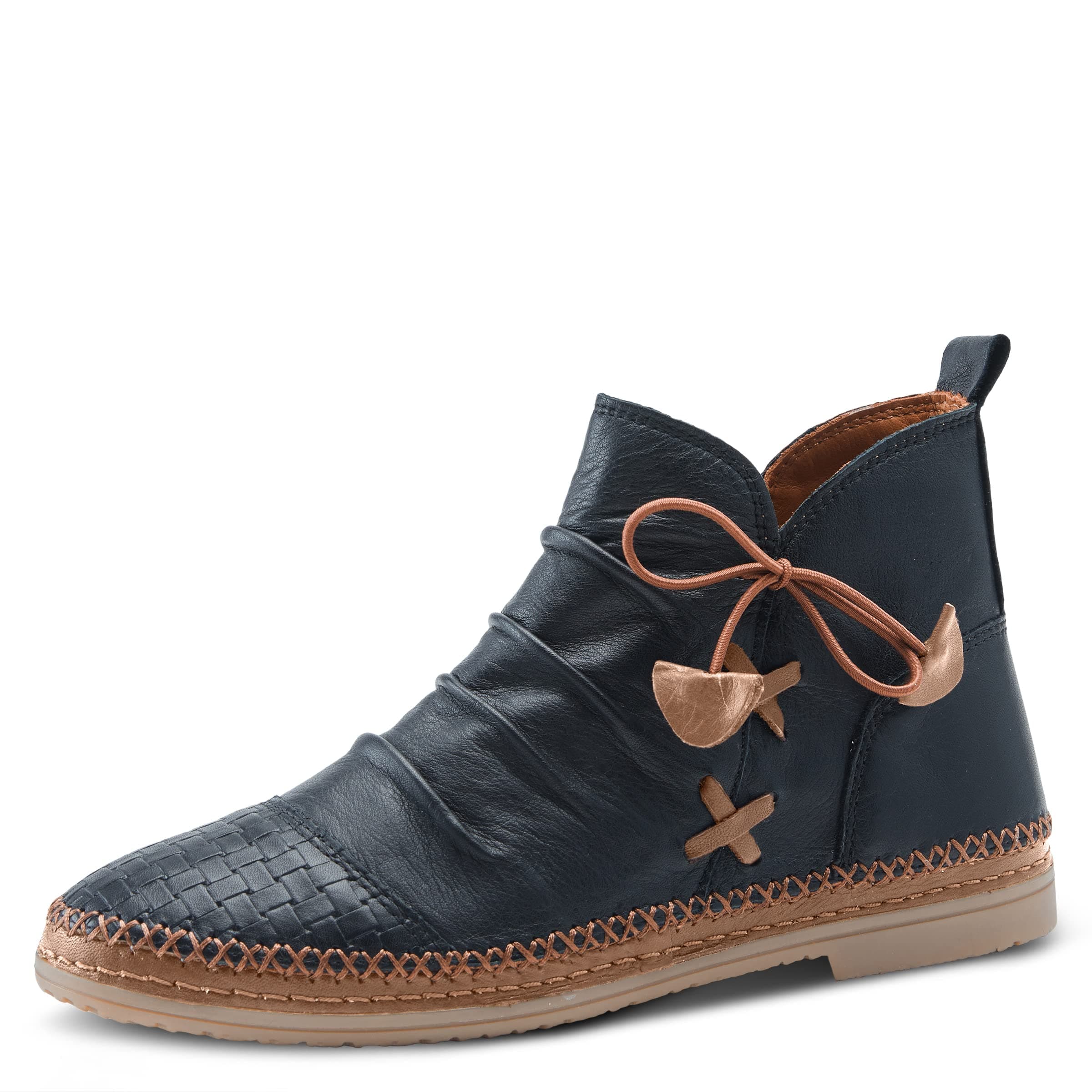 Pomeroy Chelsea Boot - Butter Soft Leather Upper with Basketweave Cap Toe - Decorative Elastic Tie and Zipper Closure with Cushioned Textile Insole