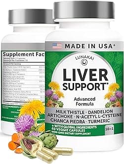 Lunakai USA Made Liver Cleanse Detox & Repair - 10-in-1 with Milk Thistle & NAC – Liver Support Supplement Capsules for Men & Women, Daily Health, Non-GMO, 60ct