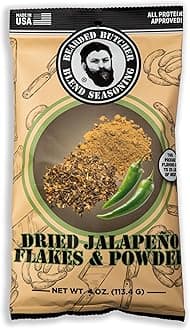 Bearded Butchers Dried Jalapeño Powder & Flakes Twin Pack, 4oz – All-Natural, No Fillers – Perfect for DIY Meat Processing: Jalapeño Cheddar Brats, Summer Sausage, Snack Sticks, Smokies & More