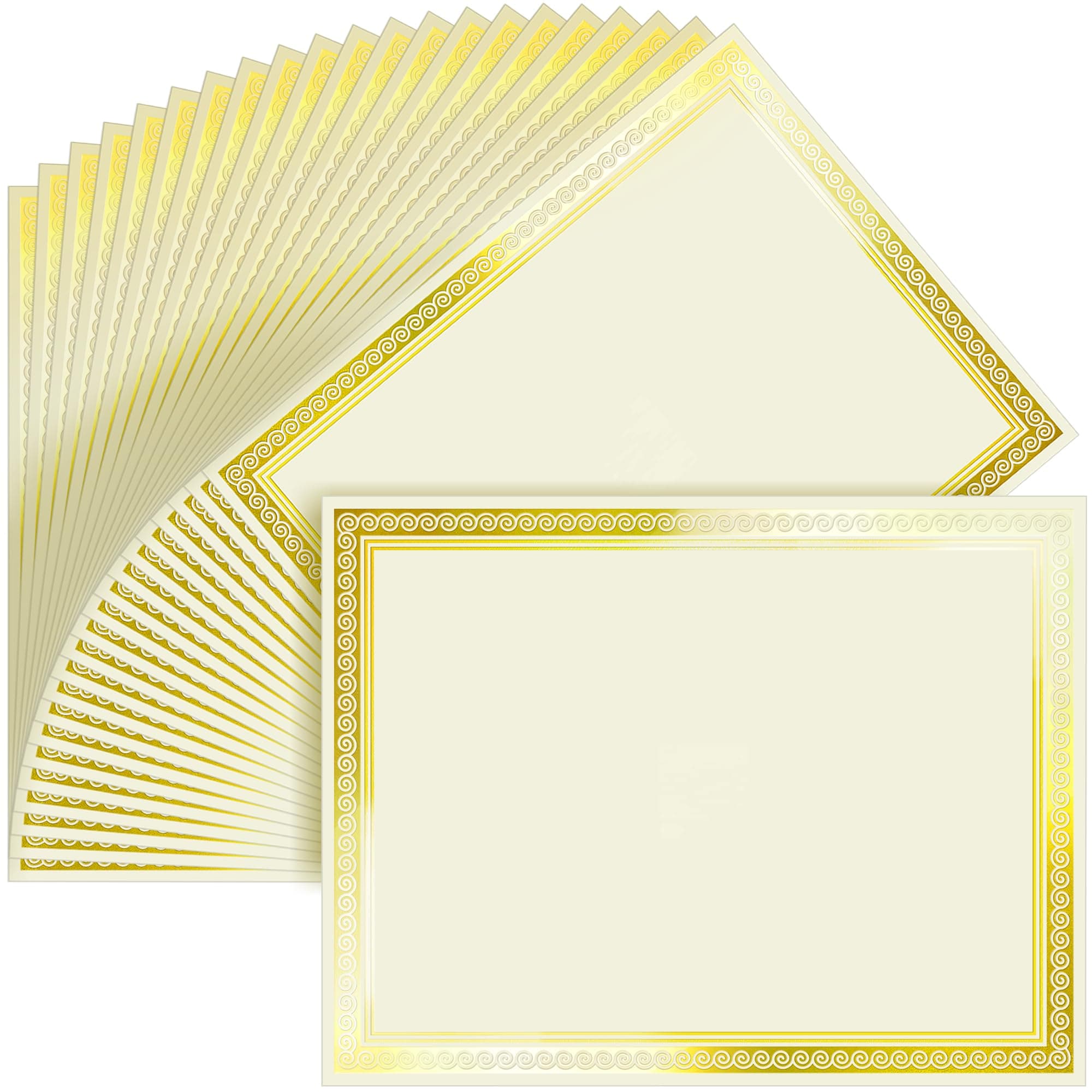 SUNEE 50 Sheets Certificate Papers - Blank Gold Foil Border, 8.5x11 for Diploma, Certificates, Participation Awards, Document Cardstock Paper and Inkjet Printer Friendly (Ivory)