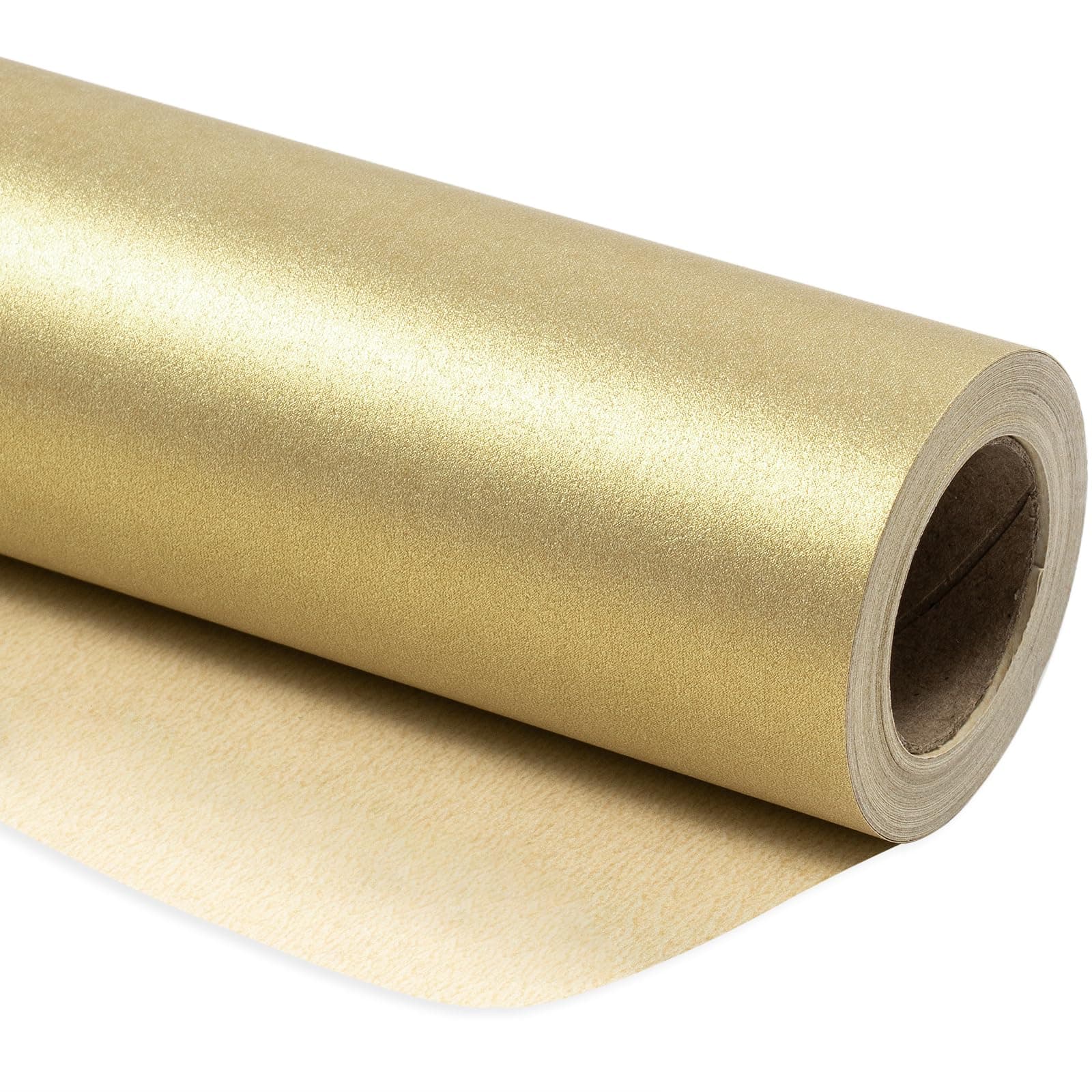 WRAPAHOLIC Gold Matte Gift Wrapping Paper,Solid Color Jumbo Pearl Glossy Wrapping Paper Roll - Perfect for Baby Shower, Wedding,Valentine's Day,Cristamas,Party-30in x 32.8ft Roll
