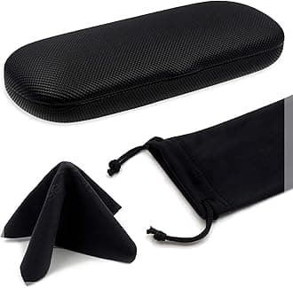 MyEyeglassCase Small Glasses case | Men’s Hard Eyeglass case with Pouch & Cloth | Slim Reading case