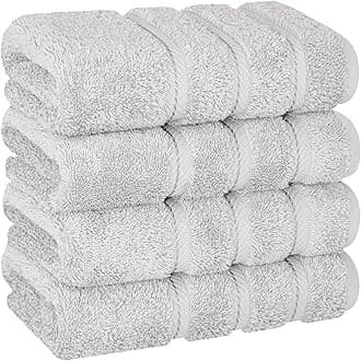 American Soft Linen Luxury Hand Towels for Bathroom, 600 GSM Heawy Weight 16x28 Size 100% Cotton Turkish 4 Piece Hand Face Towel Set, Silver Grey Hand Towels