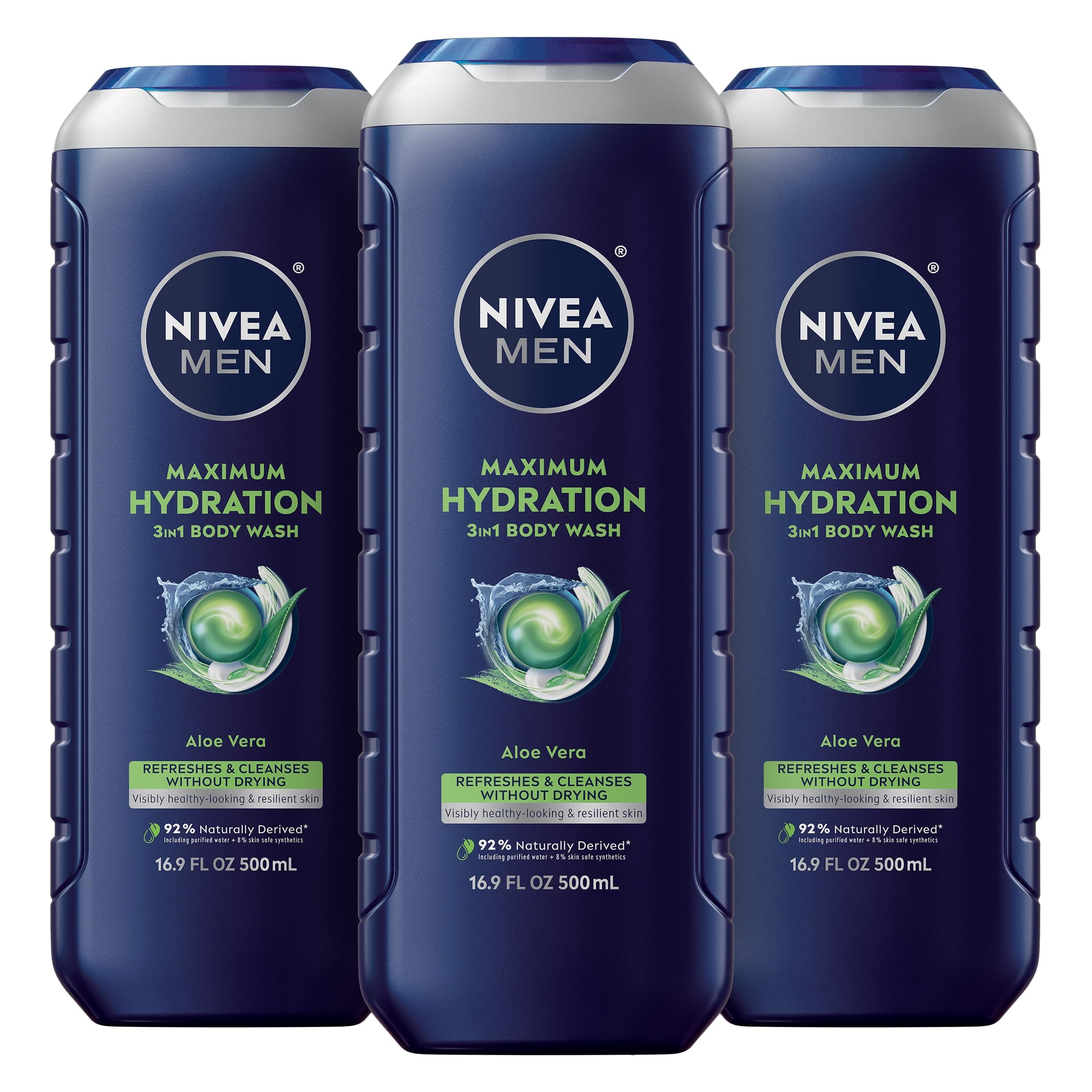 Nivea Men 1 Body Wash 16.9 fl oz Max Hydration 3 (3 Pack)
