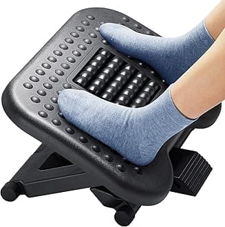 HUANUO Foot Rest, Foot Rest Under Desk with Massage Function, Adjustable Angle & 3 Different Height Positions, Non-Slip Foot Stool for Office & Home