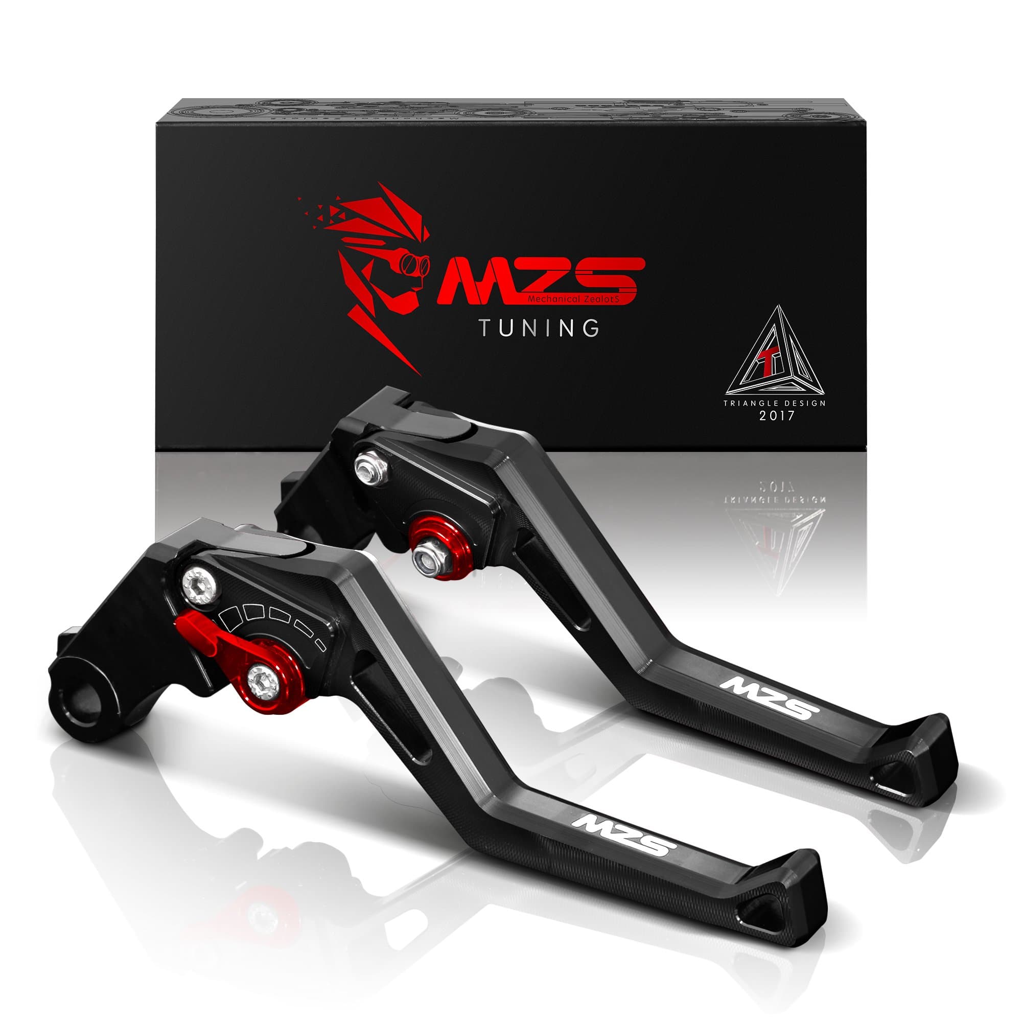 MZS Brake Clutch Levers Short Adjustable Square CNC Black Compatible with FZ07 MT07 14-20 | FZ09 MT09 14-20 | FJ09 15-20 | FZ1 06-13 | FZ6 | FZ6R | FZ8 | Tenere 700 19-21 | XSR700 XSR900 16-20