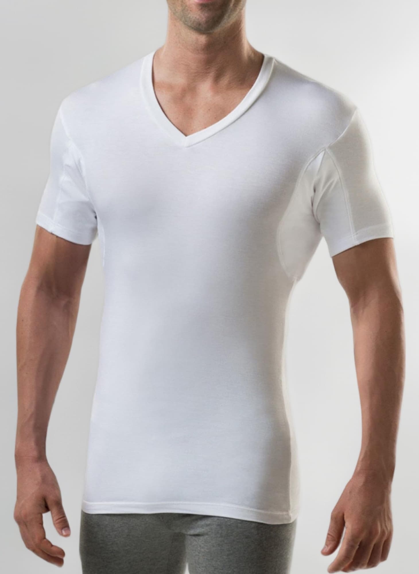 The Thompson Tee Men's Sweatproof Undershirt | V Neck | Slim Fit | with Sweat Pads