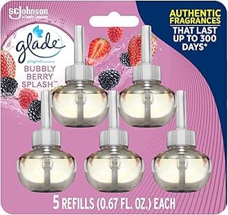 PlugIns Refills Air Freshener, Scented and Essential Oils for Home and Bathroom, Bubbly Berry Splash, 3.35 Fl Oz, 5 Count