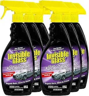 Invisible Glass 92184-6PK Glass Cleaner + Rain Repellent 2-in-1 Windshield and Window Spray, Cleans Auto Glass, Repels Rain, Sleet, Snow, Improves Wet Weather Visibility – 22 fl oz (Pack of 6)