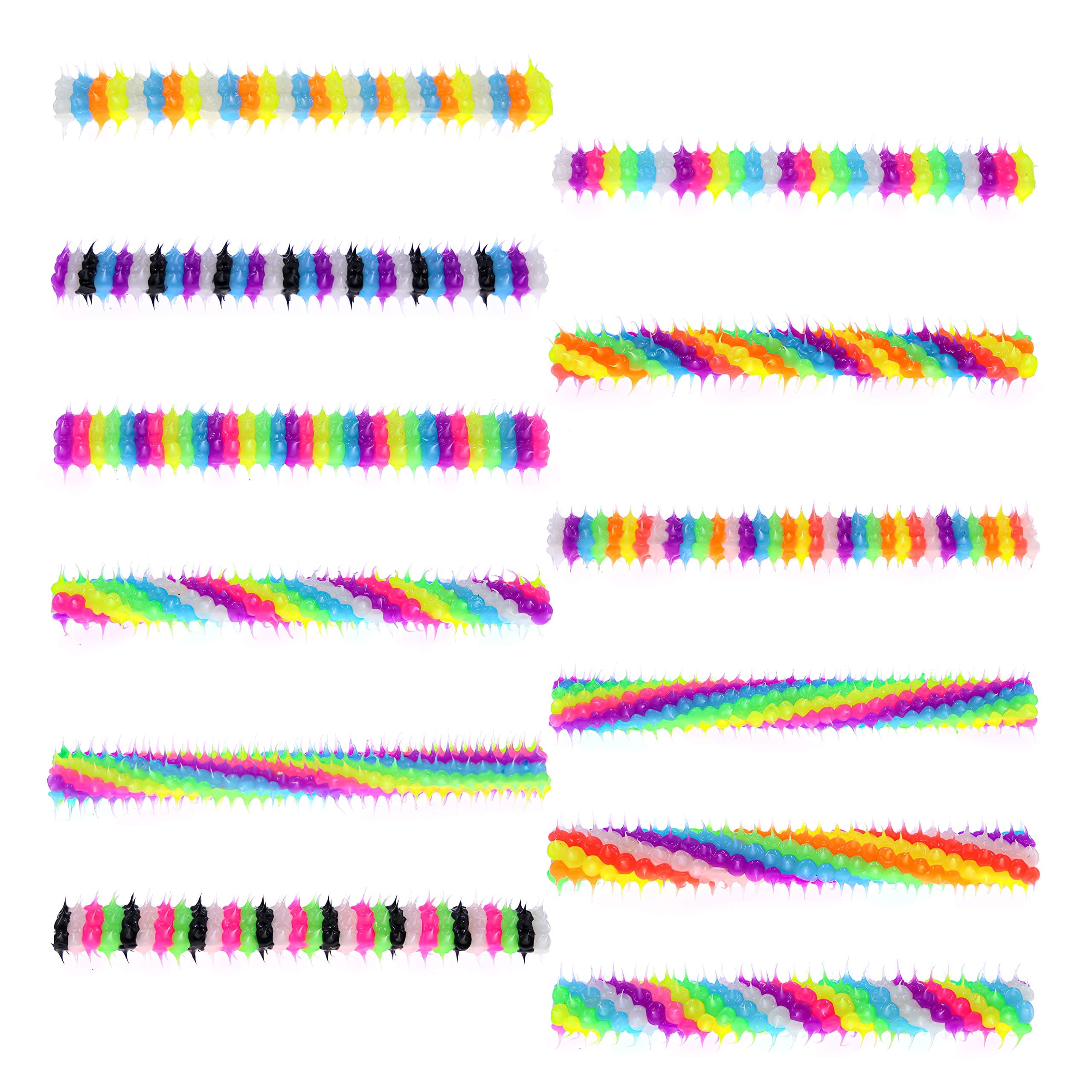 Pencil Grip Silicone Spiky Writing Aid Holder | 12 Pack | Handmade | Great Party Favors | USA Seller (Spiral/Striped Glow in The Dark)
