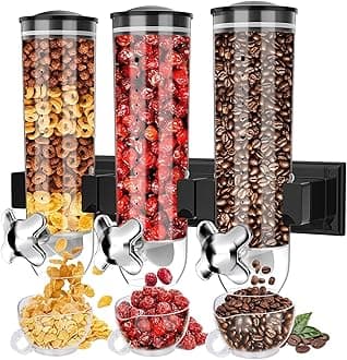3 Pack Food Dispenser Wall Mount Storage for Coffee Beans, Candy, Cereals