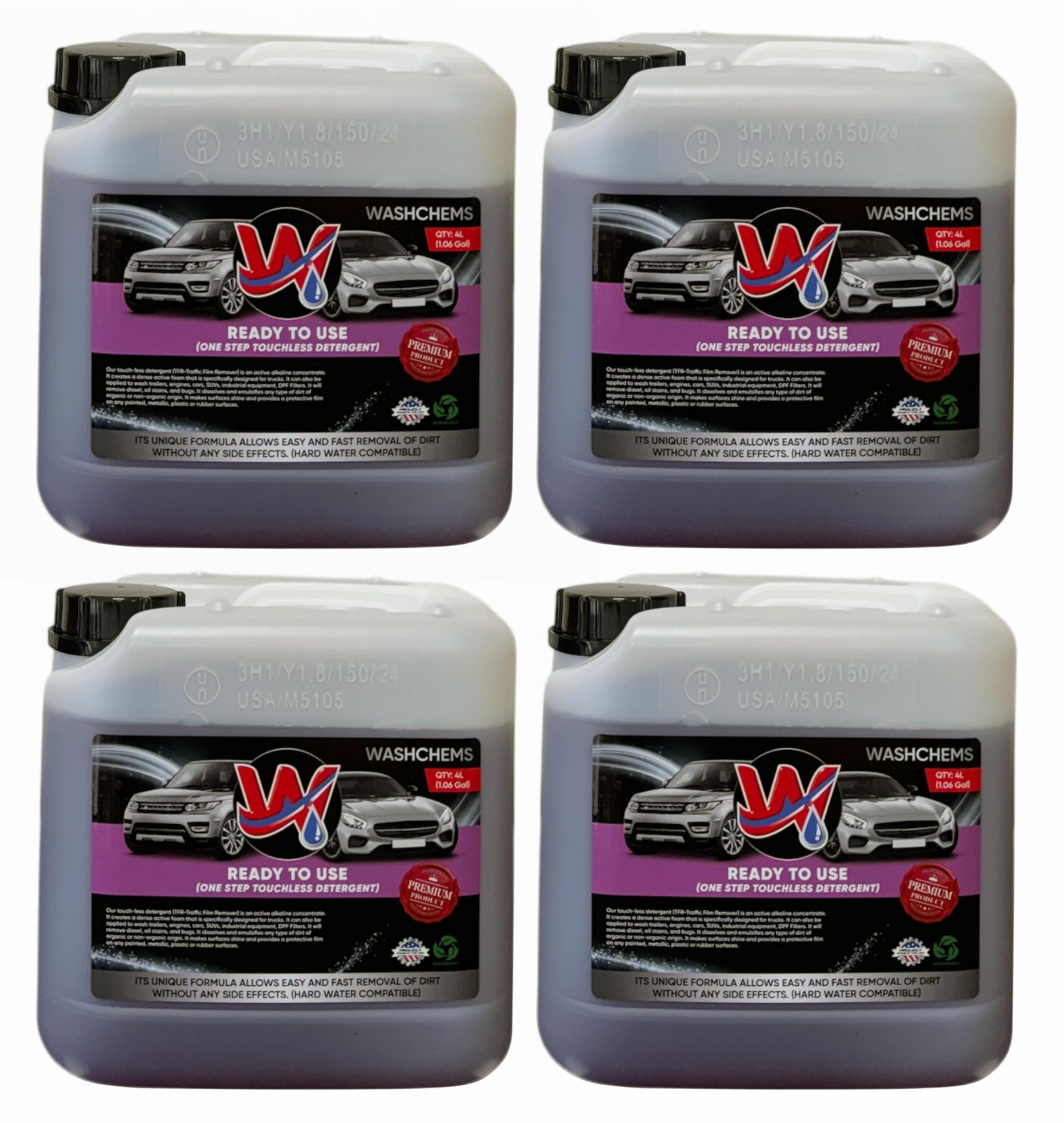 Foam Cannon Ready to Use - Touchless One Step Car Wash Shampoo (1 Gallon, 128 oz) – No Mixing Ratio Required - Commercial Grade – Great for Cars, Trucks, Motorcycles, Other - Wash Chems (4)