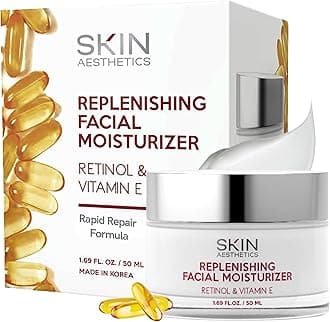 Retinol & Vitamin E Daily Face Moisturizer - Repairs & Moisturizes, Reduce Wrinkles & Smooths Skin, Anti-aging Day Cream - Cruelty Free Korean Skin Care - All Skin Types - 1.69 Fl. oz