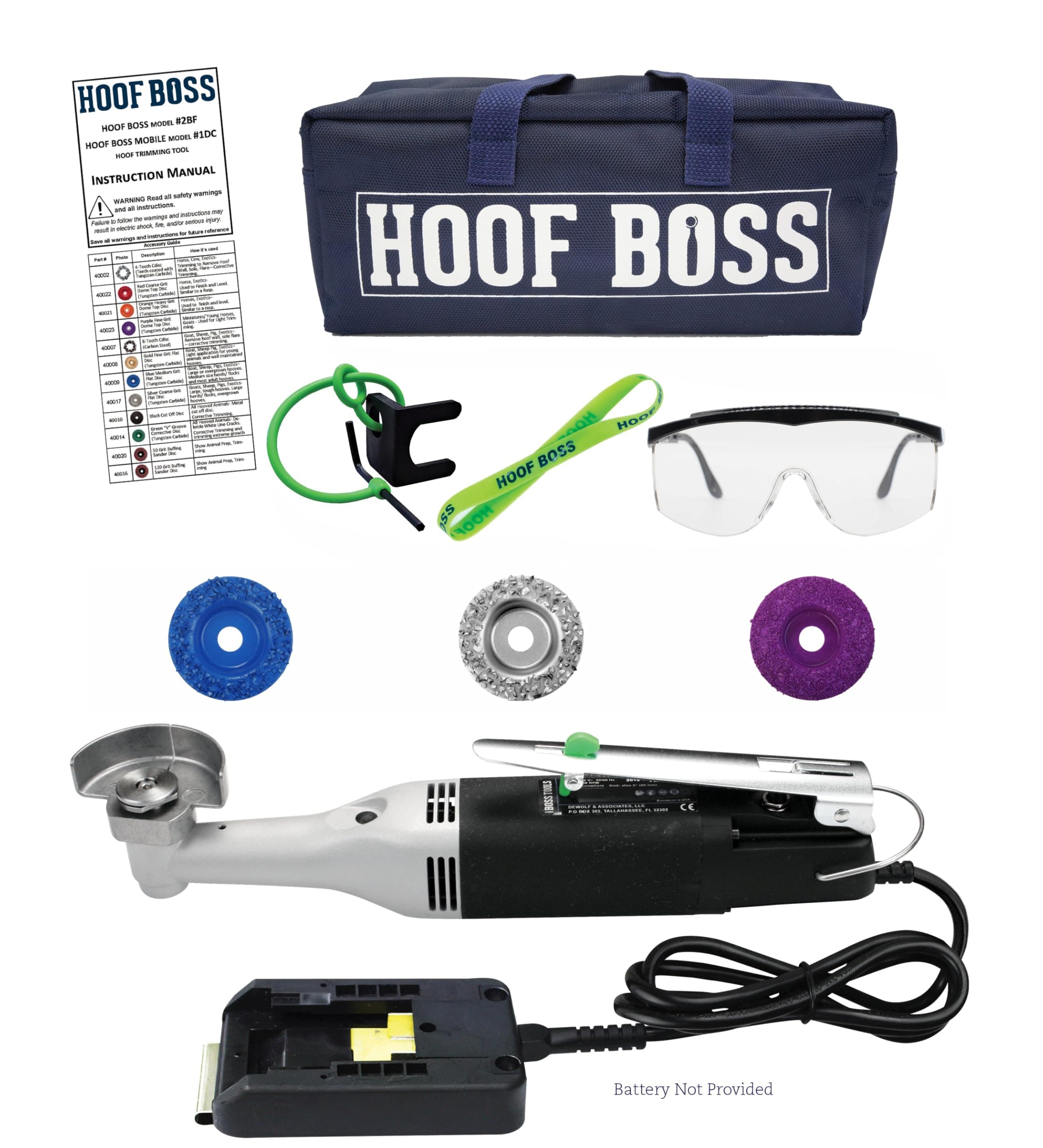 Hoof Boss - Goat Hoof Trimmers Basic Mobile Set - Requires 20 Volt Battery Not Included - Goat Hooves Trimmer Tool Kit - Grinder Discs and Accessories Included
