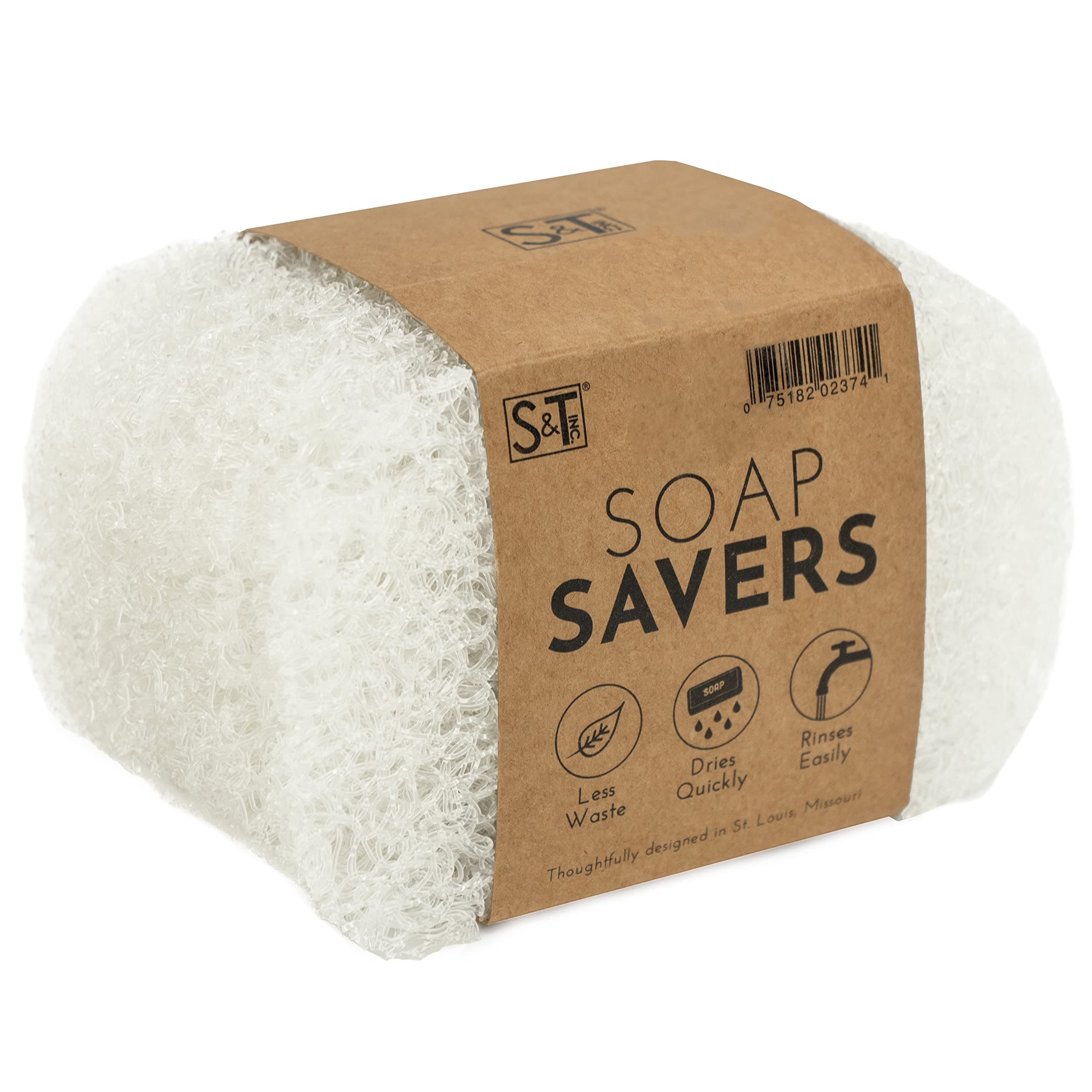 S&T INC. Soap Holder for Kitchen and Bathroom, Hand Soap and Bar Soap Lift, 2.9 Inches x 4.4 Inches, Clear, 6 Pack