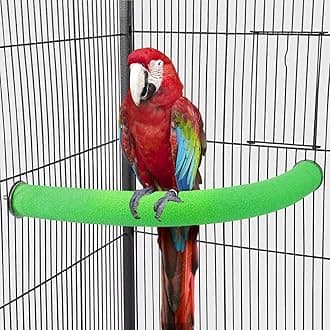 U Shape Parrot Perch Stand Toy Bird Platform Sand Paw Grinding Clean Stick Exercise Conure Budgie Cockatiel Cage Accessories (Green-Corner)