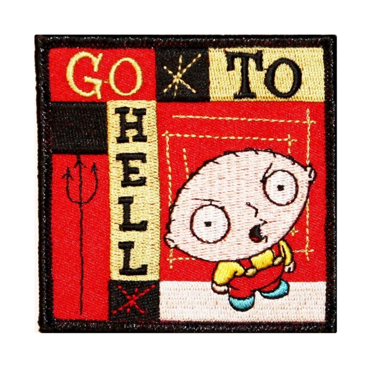 Family Guy Stewie Go to Hell Patch Fox Cartoon Embroidered Iron On Applique
