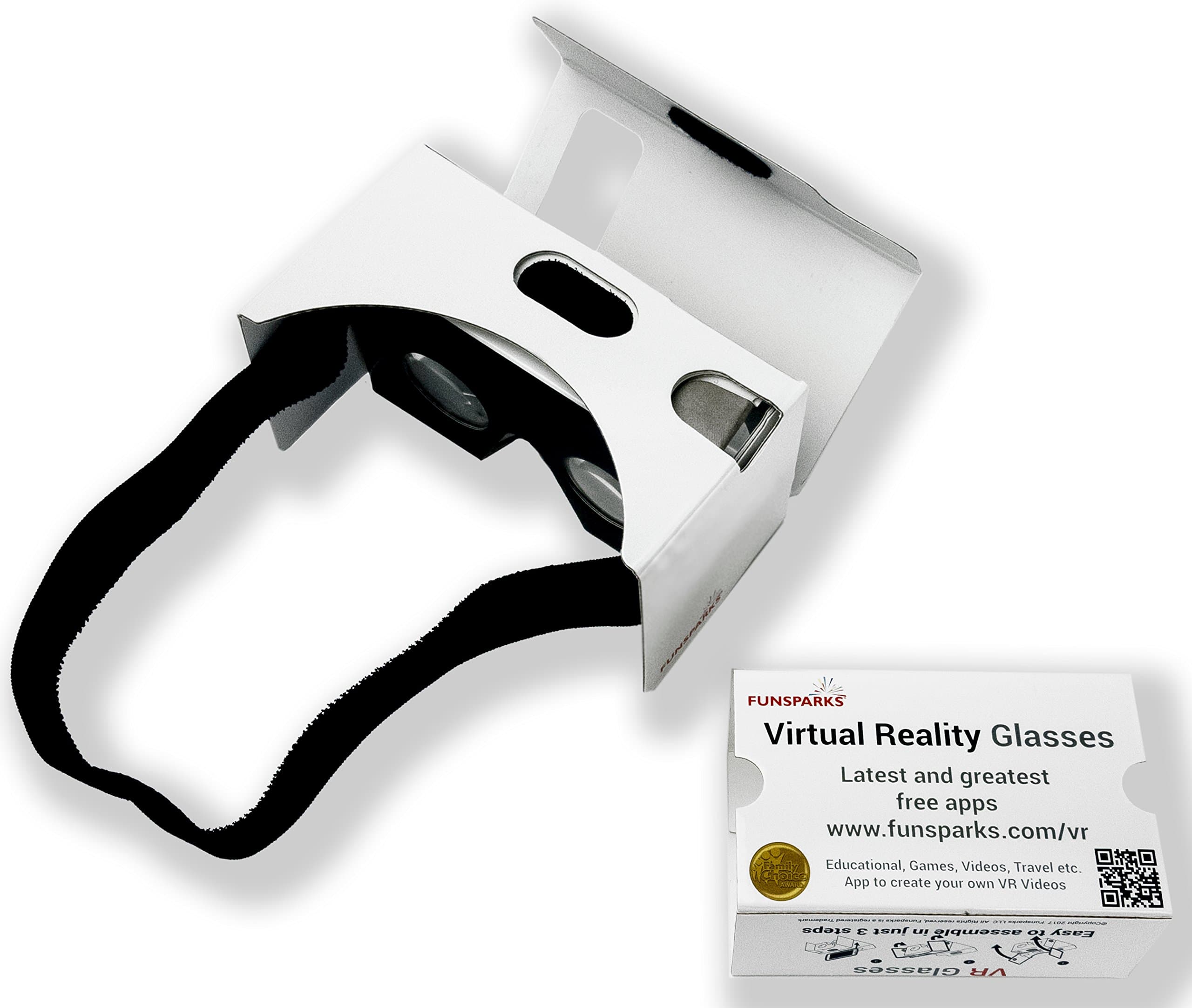 Google Cardboard Virtual Reality Glasses - High Quality Laminated Cardboard - with Button and Head Strap
