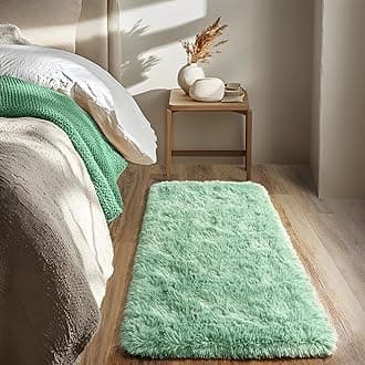 Super Fluffy Runner Rug for Bedroom, Modern Shag Sage Green Area Rugs, Soft Plush Throw Carpet for Kids,Girls Boys and Teens Bedside Room Decor for Living Room Dorm Nursery Classroom, 2x4 Feet