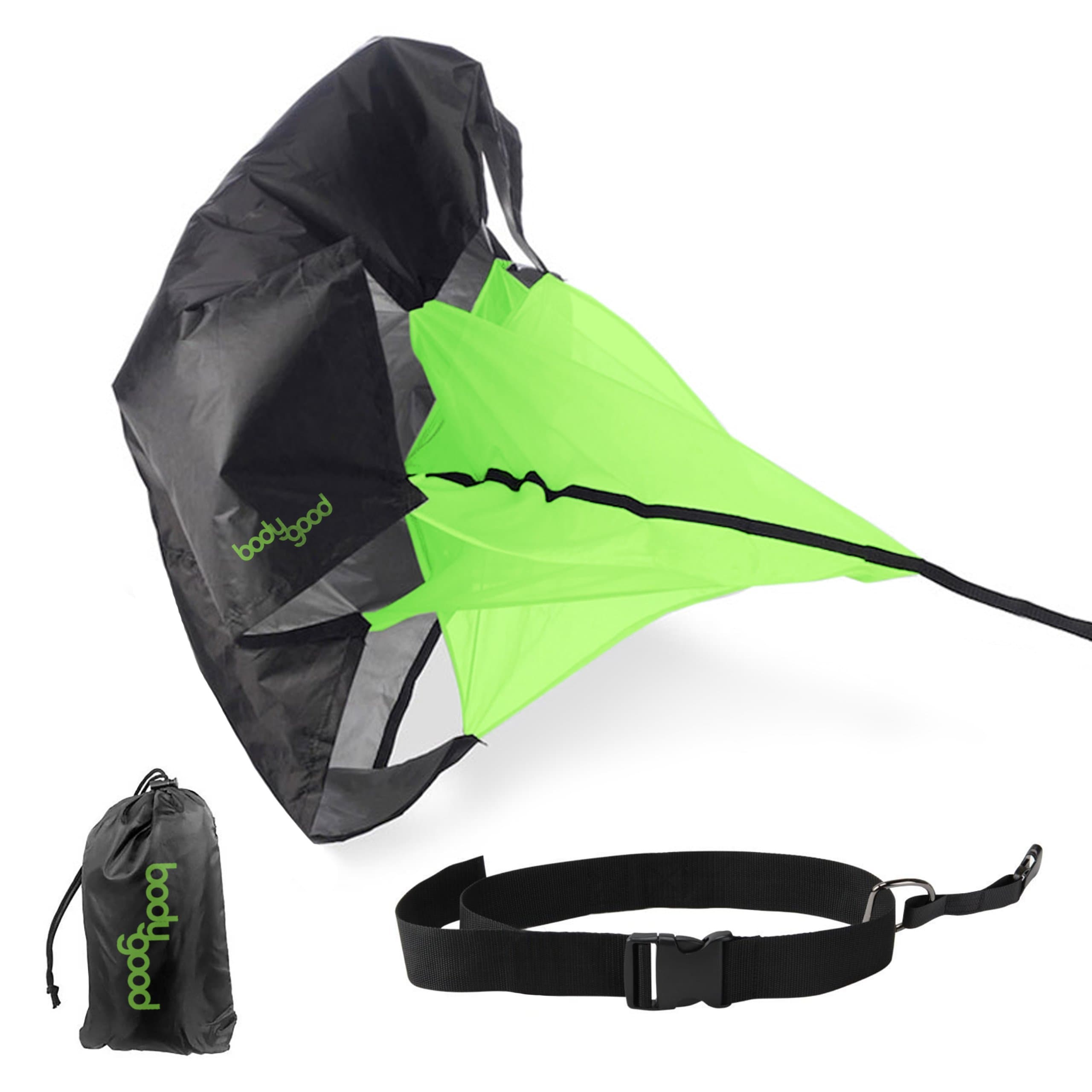 Running Parachute by BodyGood. Performance Training at its Best with Wind-Resistant 54 Inch Speed Chute - Achieve Explosive Speed and Agility for all Ages