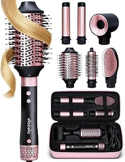 6 in 1 Professional Hot Air Styler • Powerful Hair Dryer & Straightener Set • Styling Without Heat Damage • Fast Drying Curling Volumizing Straightening • Includes Protective Travel Case