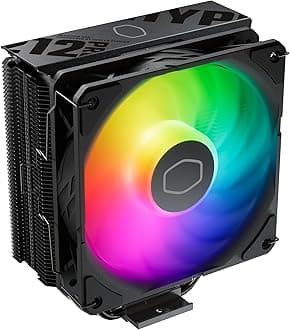 Cooler Master Hyper 212 Black Edition RGB Cpu Air Cooler, Sf120R RGB Fan, Anodized Gun-Metal Black, Brushed Nickel Fins, 4 Copper Direct Contact Heat Pipes For Amd Ryzen/Intel Lga1200/1151