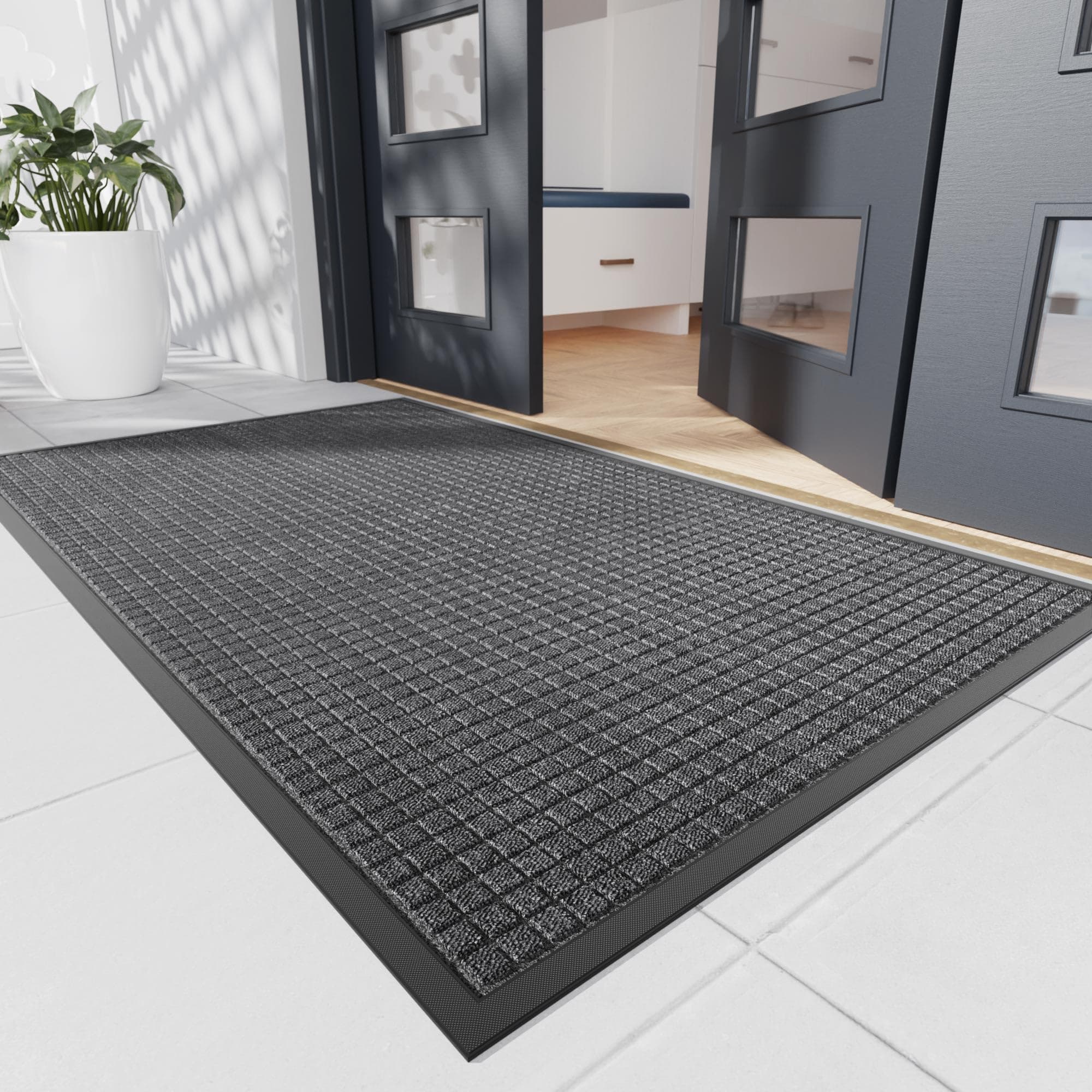 Durable Front Door Mat, 60" x 36" Heavy Duty Indoor Outdoor Doormat for Entryway, Non-Slip Rubber Backing, Stain and Fade Resistant Commercial Floor Mat for Home Office Entry