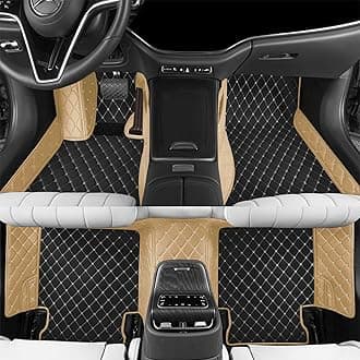 Custom car Floor mat is Compatible for Mercedes-Benz，to All Models for Benz (2000-2025) C260/C200/S500/ A260/ B200，Luxurious ‌All-Weather car Floor MATS. (Black Rice & Beige)