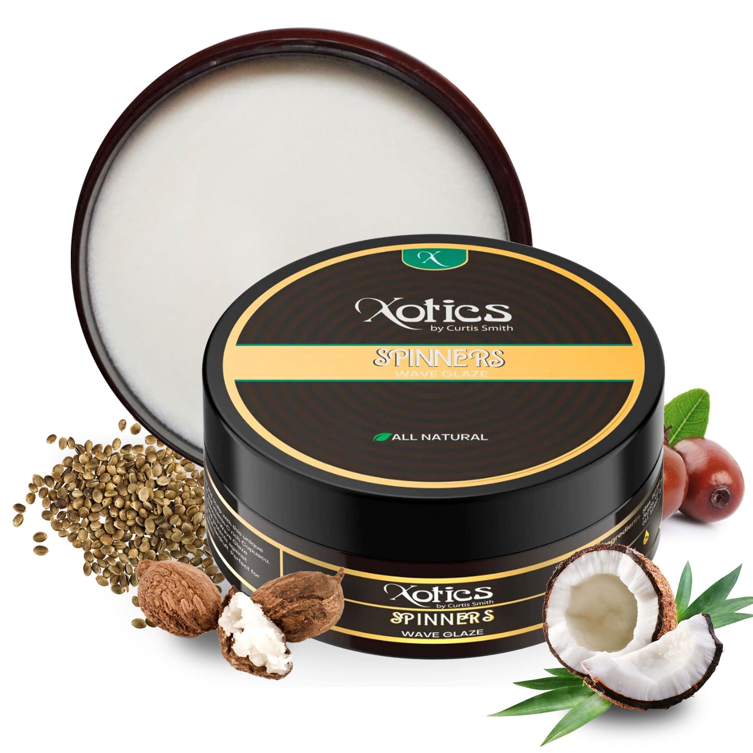 Xotics Spinners Wave Grease for Men & Women 4oz - All Natural, 100% Pure Organic Pomade 360 Waves Hair Cream Shea Butter Strong Hold Silky Shine