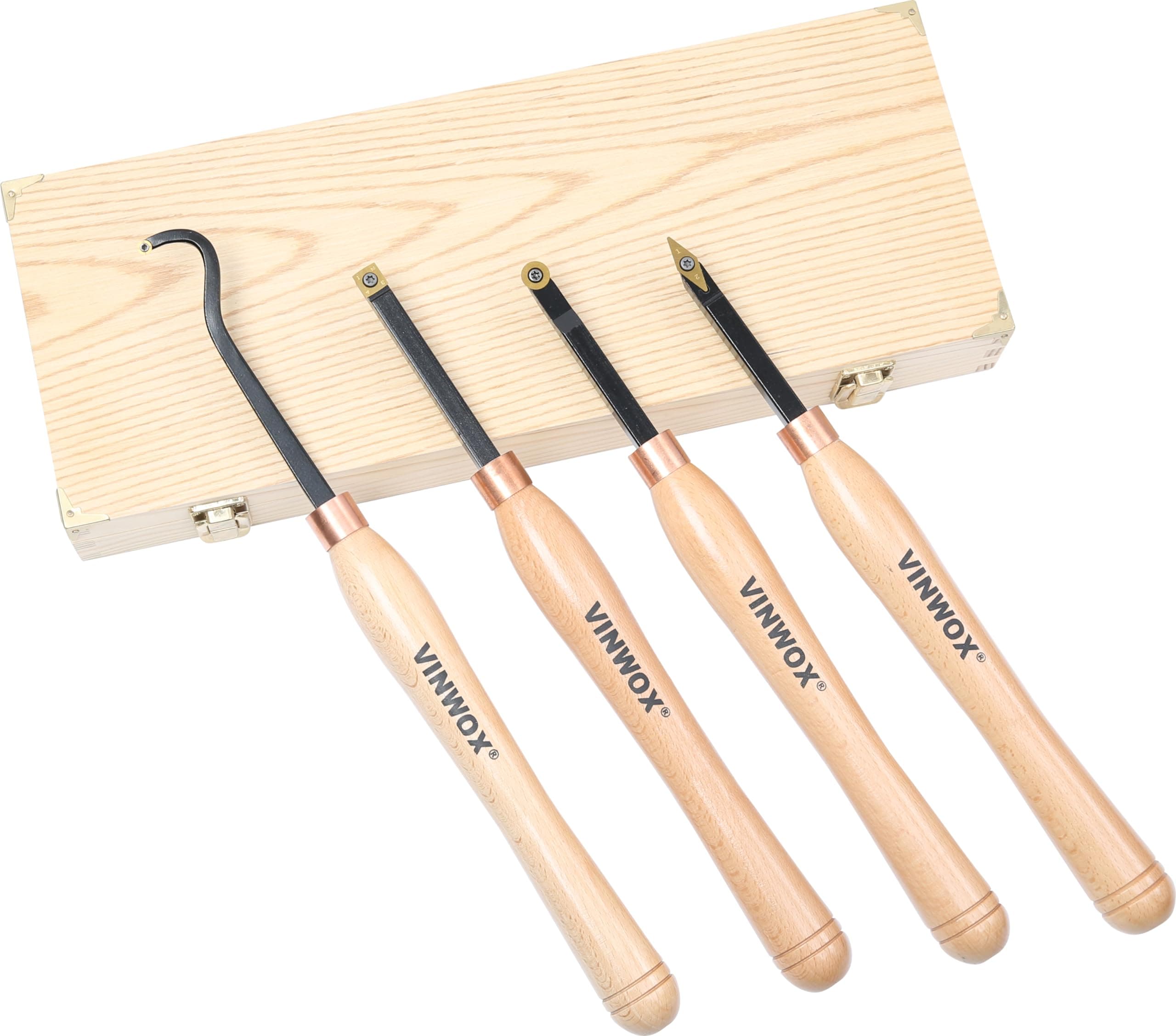 13.5" 4 PCS Carbide Wood Lathe Turning Tool Set, Carbide Lathe Turning Tool, Carbide Turning Tool, Including Swan Neck Hollower, Rougher, Finisher, Detailer, Pen Turning tool, Pen Making