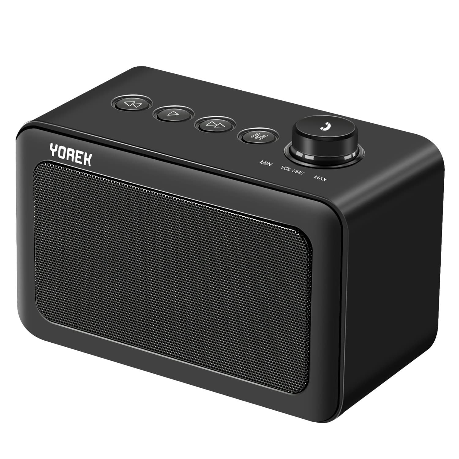 Yorek Portable Bluetooth Speaker with HD Audio, Stereo Wireless Speakers with FM Radio, Better Bass, Long Playtime, Support Micro SD/TF Card, Line-in for iPhone Phone Tablet (Black)
